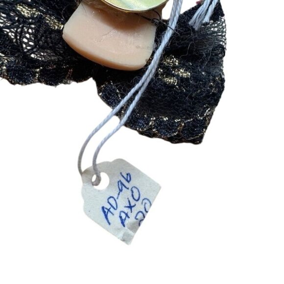 Vintage Faux Fur & Lace Face Brooch With Rhinestone Accent Pin - Picture 6 of 7